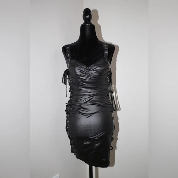 Dresses | Faux Leather Tie Up Dress | Poshmark